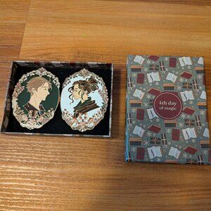 Emily Wilde's Encyclopaedia of Faeries pin set from Owlcrate advent calendar
